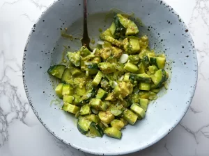 Avocado Cucumber Salad with Sesame Ginger Dressing