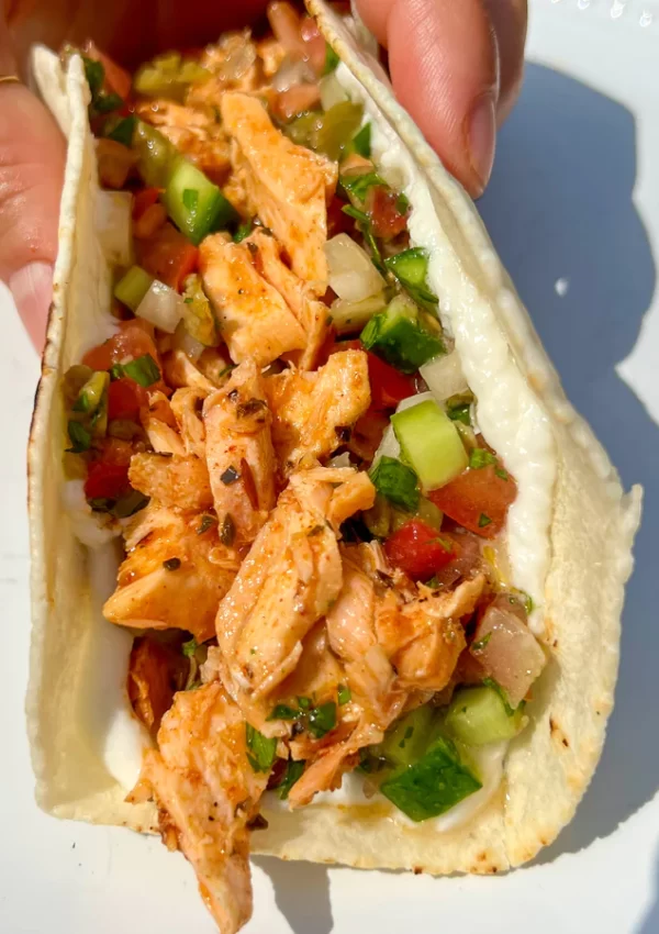 Mediterranean Salmon Tacos