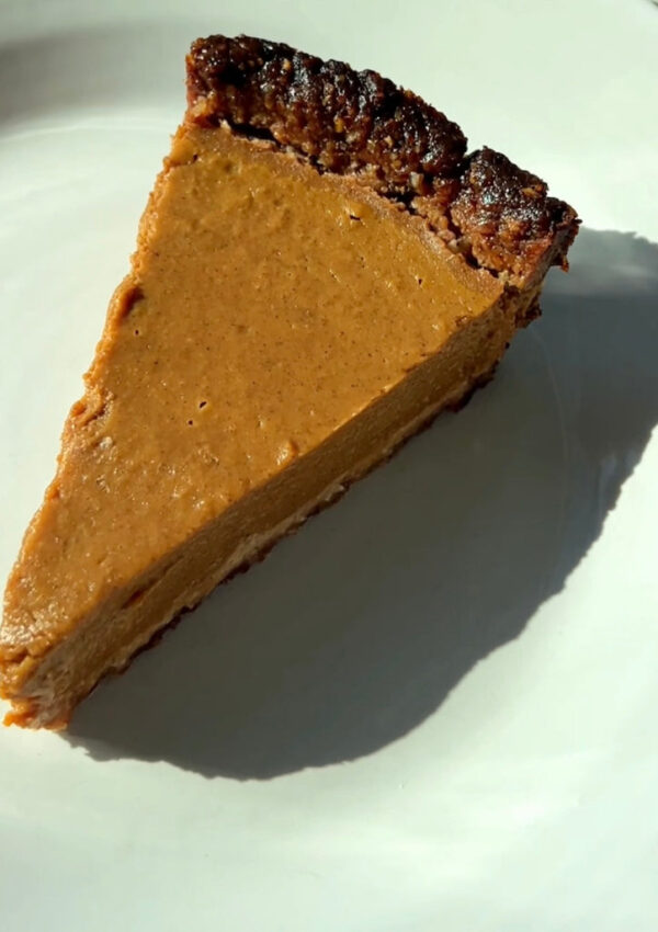 Paleo Pumpkin Pie with a Date Walnut Crust