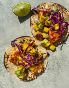Paleo Fish Tacos with Mango Avocado Salsa